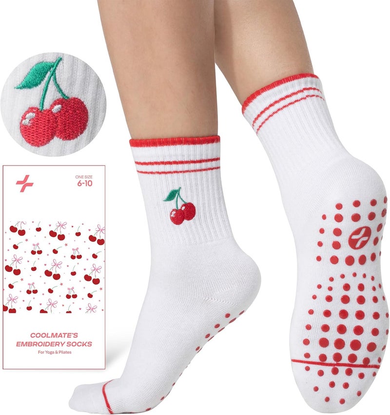 CoolMate Store Pilates Socks with Grips for Women, Yoga Socks, Crew Non Slip Women for Barre, Pilates Gifts - Image 2